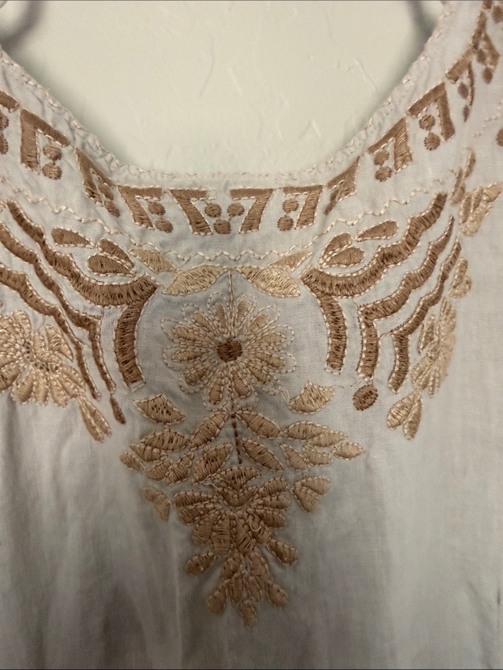 Johnny Was Embroidered Cream & tan Floral Tank dress - Picture 6 of 6